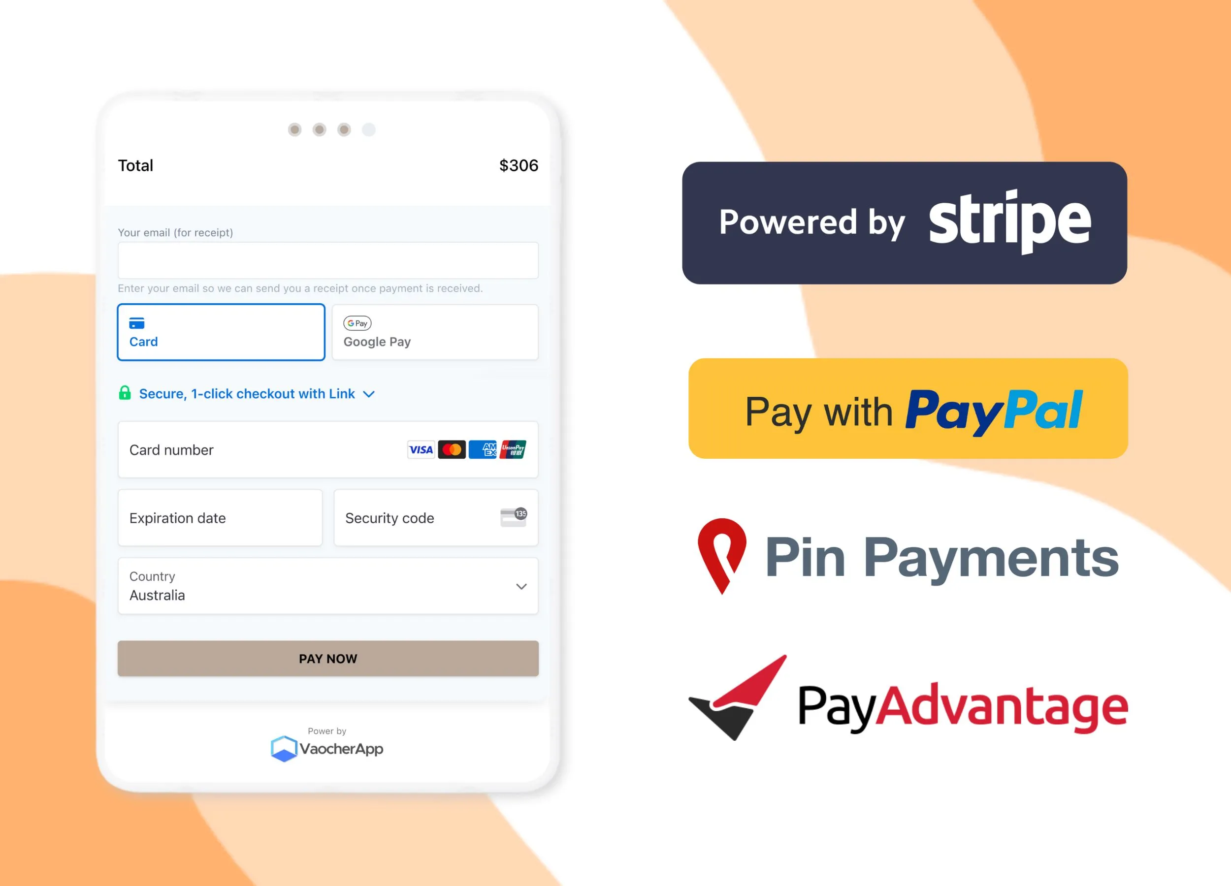 Sell vouchers and receive payments online