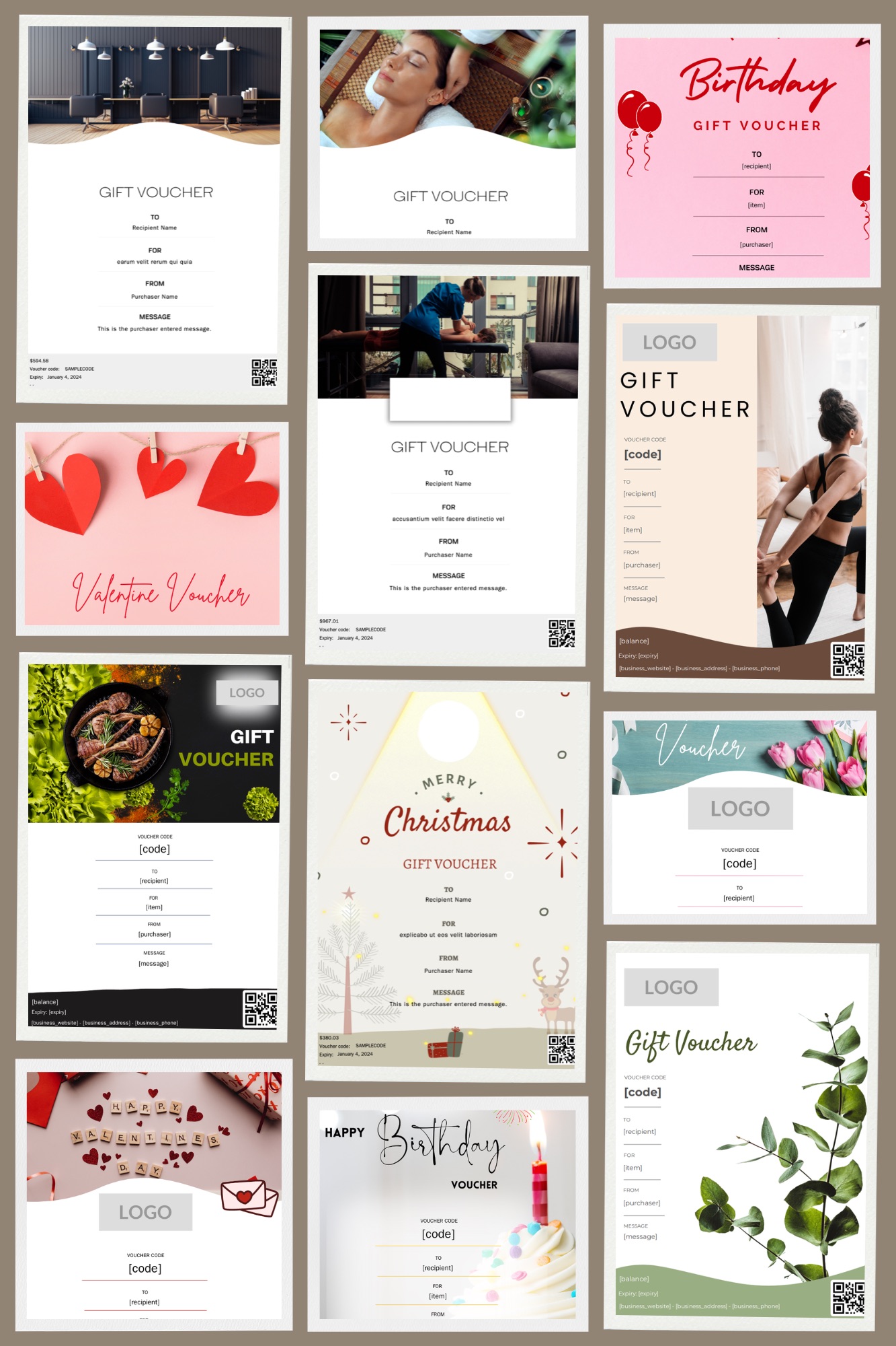 Beautiful gift card templates for business - VaocherApp