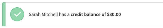 Sarah Mitchell has a credit balance of $30.00